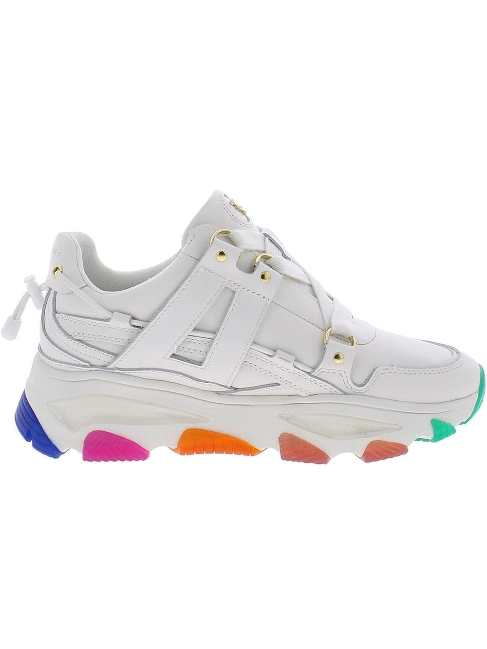 Kurt Geiger White Leather Platform Sneaker with Rainbow Sole Accents size 40 - Picture 5 of 10